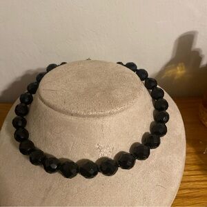 Brand 1928 Black Faceted Bead Choker Necklace